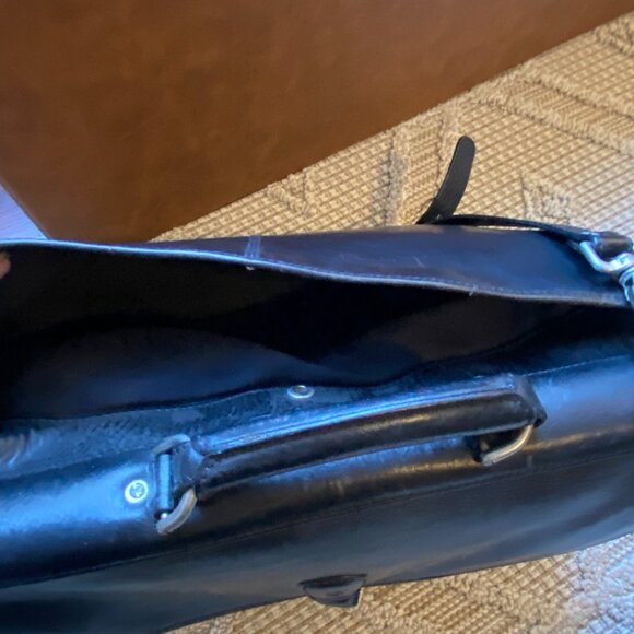 Vintage Timberland Heavy Duty Black Leather Briefcase Messenger Bag - Picture 11 of 13